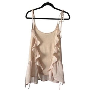 Chelsea28 Women's Medium Cream Ruffled Camisole Top with Adjustable Straps